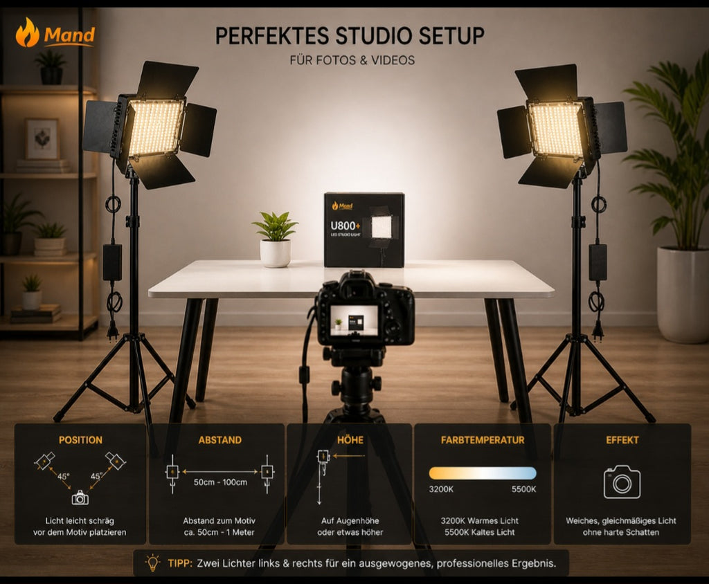 Mand LED Studio Light U800 – Profi Licht für Fotos & Videos