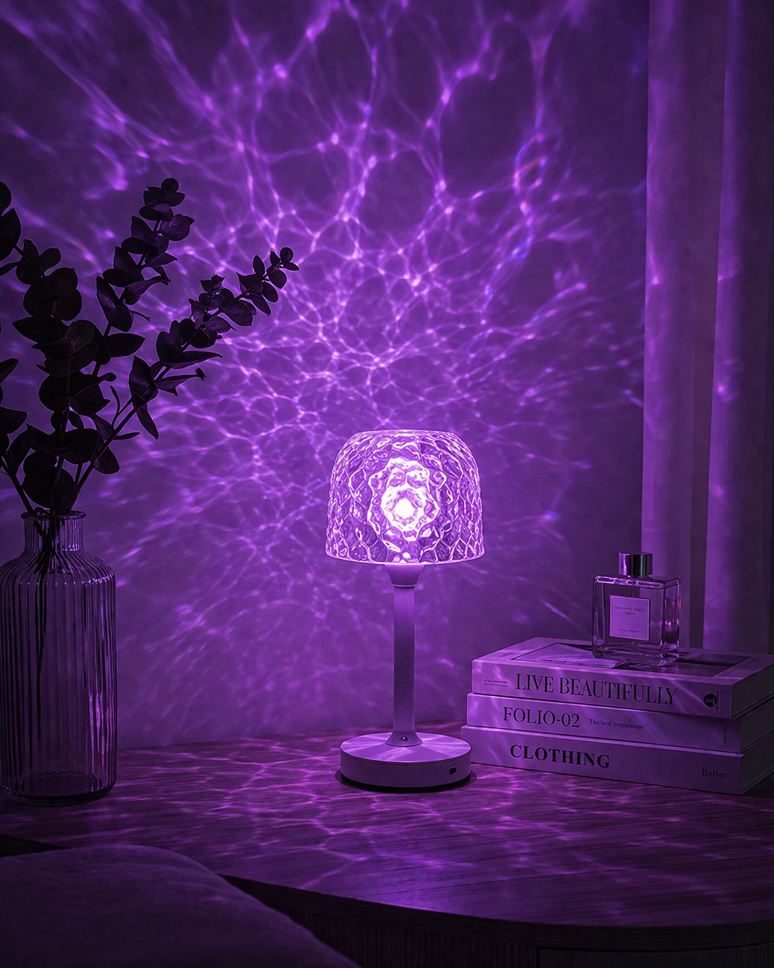 Water Ripple Night Light 16 Colors Type-C Rechargeable Colorful  LED Lamp Creative Home Decor Christmas birthday holiday gift