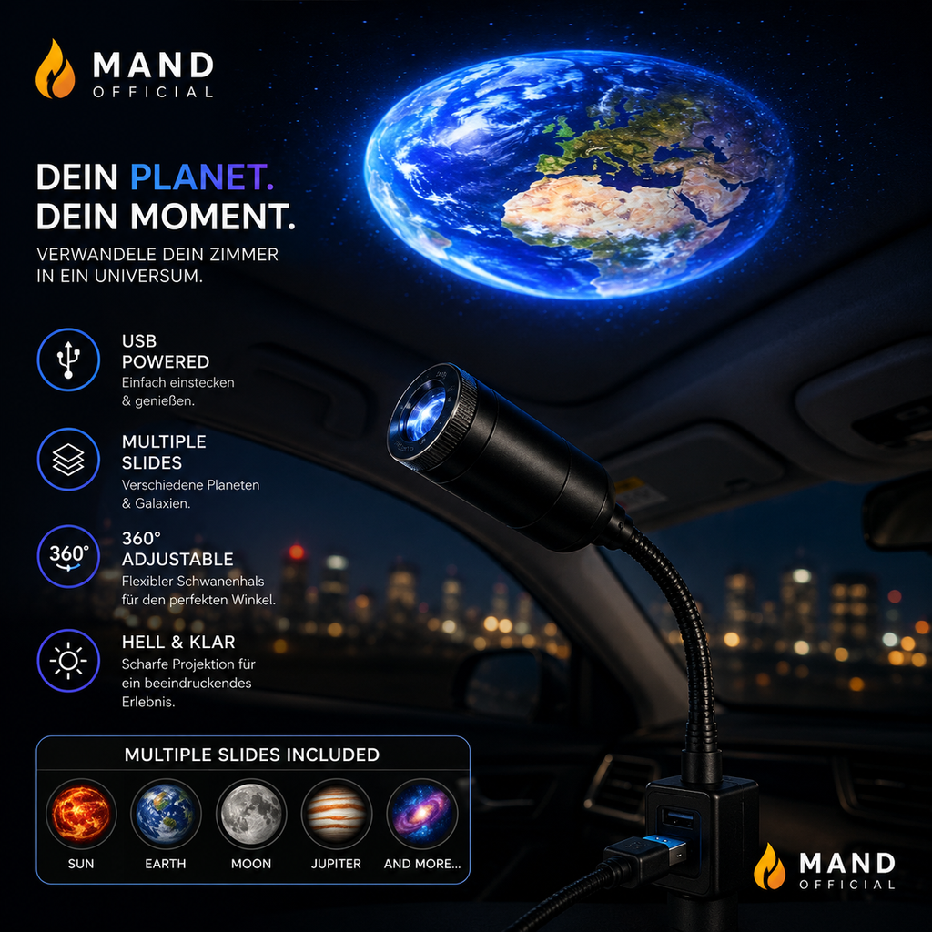 MAND Planet Projector Light - Realistic Moon & Galaxy Projection for Your Room ✨