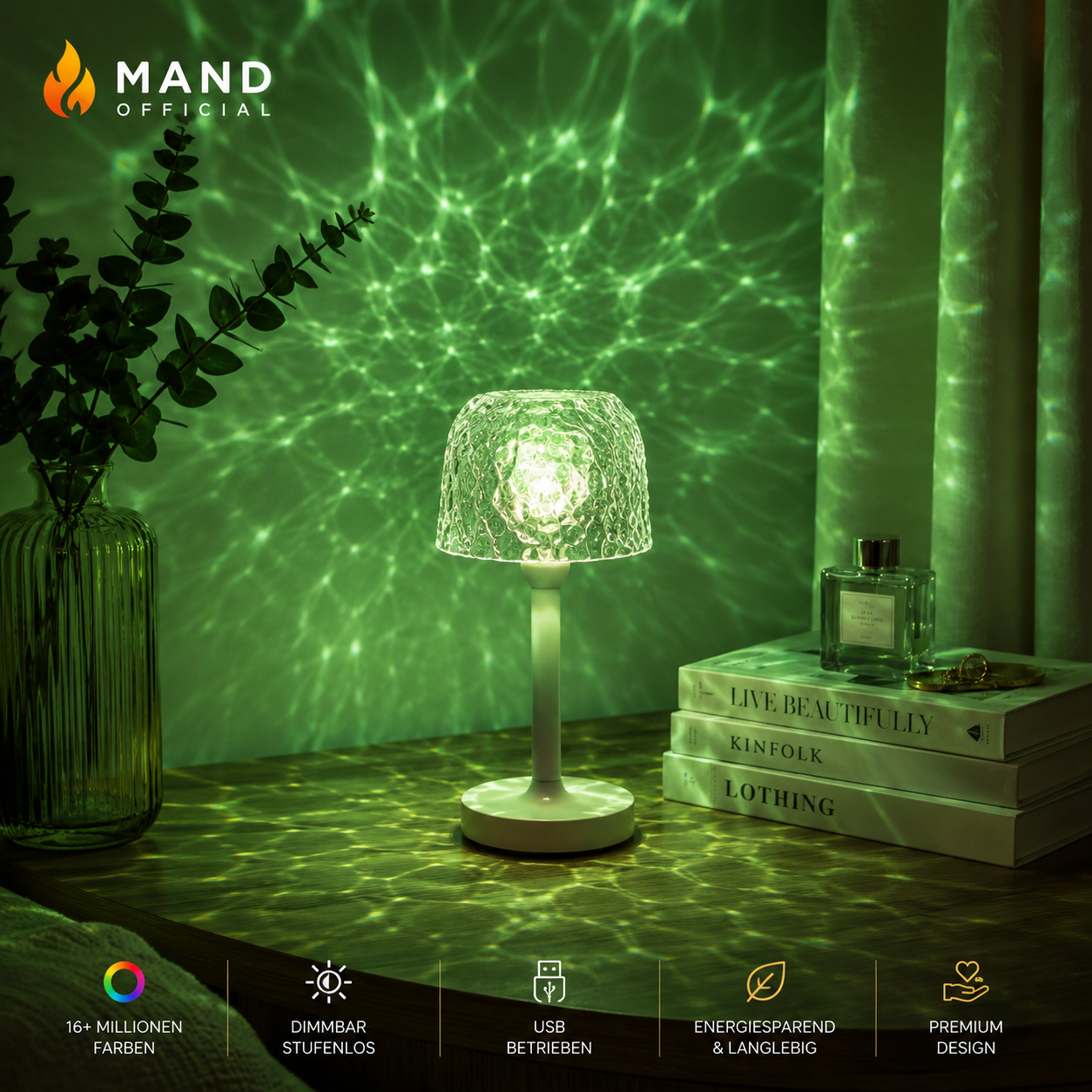 Water Ripple Night Light 16 Colors Type-C Rechargeable Colorful  LED Lamp Creative Home Decor Christmas birthday holiday gift