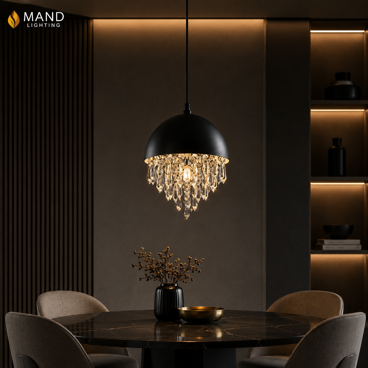 Mand Crystal Cascade Pendelleuchte – Elegante Kristall-Hängelampe