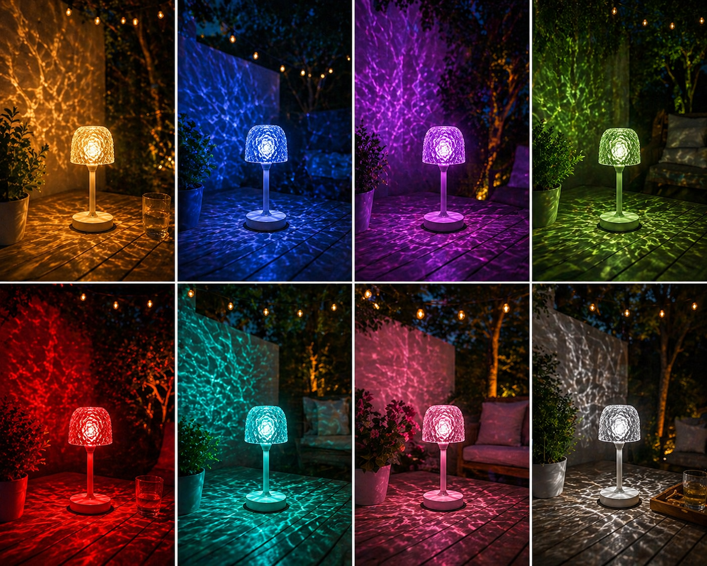 Water Ripple Night Light 16 Colors Type-C Rechargeable Colorful  LED Lamp Creative Home Decor Christmas birthday holiday gift